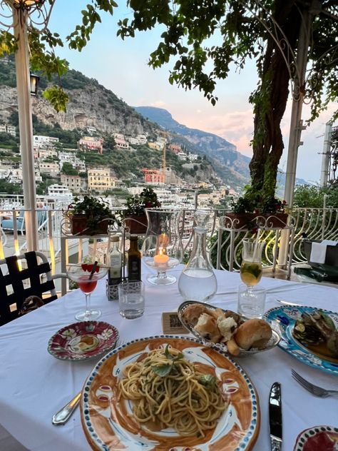 Positano Italy, Italian Summer, Positano, Italian Recipes, Table Settings, Mood Board, Vision Board, Swimming, Table Decorations