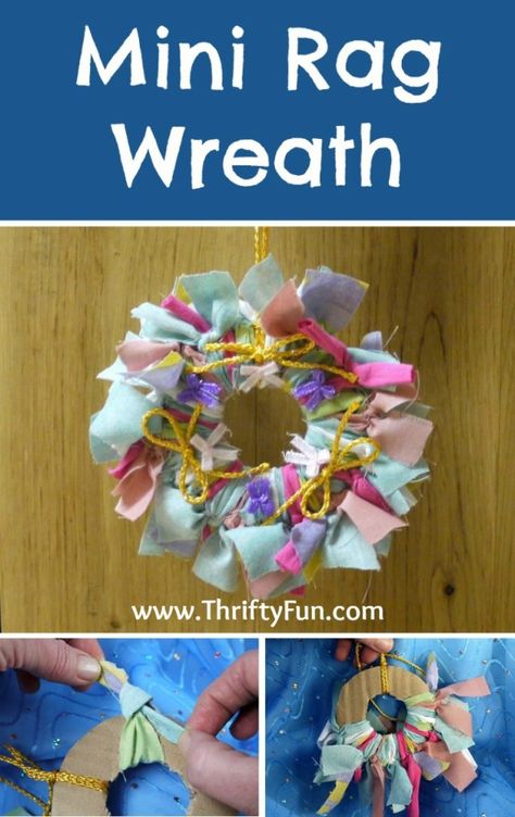 This is a guide about making a mini rag wreath. Rag wreaths are colorful and easy to make. This diminutive version is perfect for a small spot that needs a splash of color. Scrap Fabric Wreath, Mini Rag Wreath, Afterschool Program, Rag Wreaths, Rag Rug Tutorial, Easy Wreaths, Rug Tutorial, Scrap Fabric Crafts, Material Wreaths