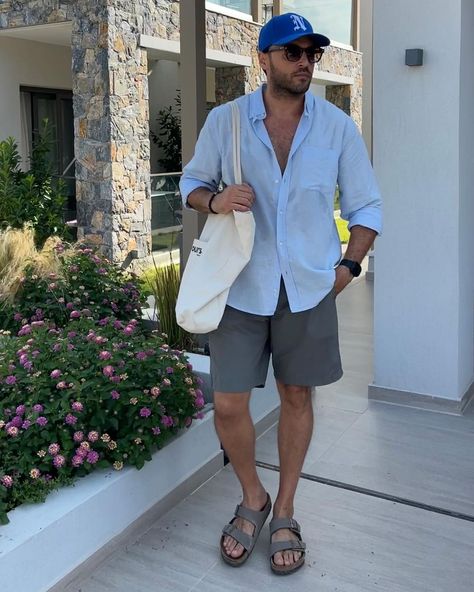 24 Summer Outfit Ideas for Men: Beach, Casual, Linen & Streetwear Trends Beach Outfit Men Beachwear, Linen Streetwear, Men Beach Outfit, Linen Outfit Men, Aesthetic Tips, Essential Shorts, Beach Outfit Men, Sleek Watch, Dark Sunglasses