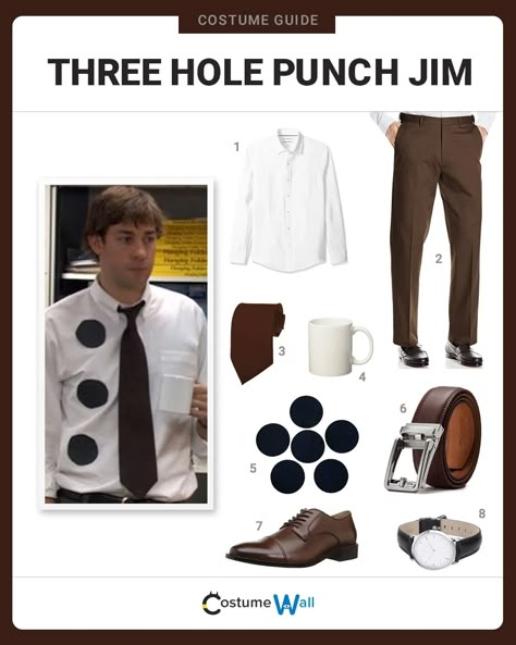 Jim From The Office Costume, Jim Halpert Costume, Jim Halloween Costumes, Jim Halpert Outfit, Halloween Costumes The Office, Jim Halpert Halloween Costumes, The Office Costume Ideas, Three Hole Punch Jim, The Office Halloween Costumes