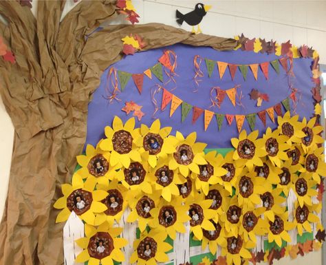 We're BLOOMING in Kinder"GARDEN"!! Fun bulletin board idea. Fall themed with sunflowers! Taylor Swift On Tour, Garden Bulletin Boards, Sunflower Bulletin Board, Sunflower Classroom, Garden Theme Classroom, Kids Bulletin Boards, Fall Bulletin Board, Classroom Boards, Bulletin Boards Classroom Decor