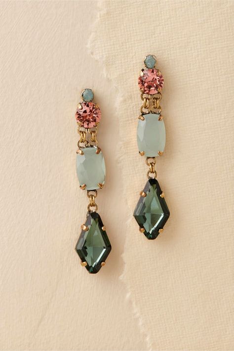 I like the pink and green muted tones matched together in these dangle earrings. (sponsored affiliate link) Jewel Earrings, Green Jewelry, Lovely Jewellery, Bijoux Diy, Jewelry Inspo, Ear Jewelry, Cute Jewelry, Bridal Accessories, Earrings Gold