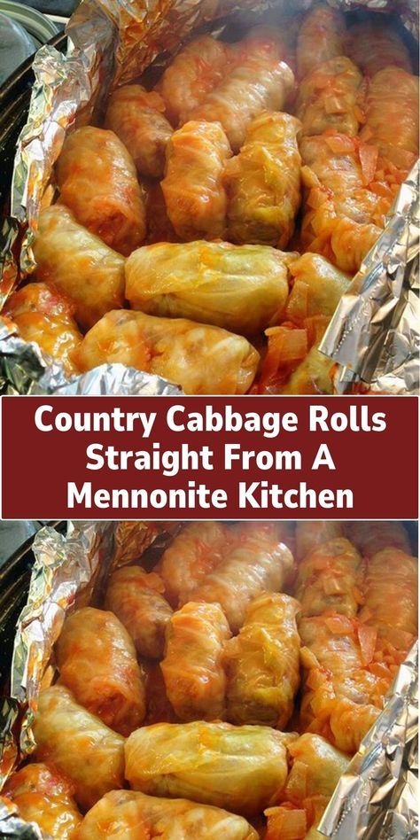 Savor the authentic taste of Mennonite cooking with our traditional Country Cabbage Rolls. Stuffed with meat and rice and simmered in a savory sauce, they're a comforting, wholesome meal. Best Cabbage Rolls Recipe, Cabbage Rolls Recipe, Savoy Cabbage, Amish Recipes, Tin Foil, Cabbage Rolls, Cabbage Recipes, Beef Dishes, Veggie Dishes