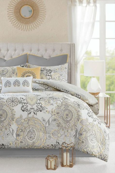 Grey Comforter Sets, Solid Bed, Cotton Comforter Set, Floral Comforter Sets, Luxe Bedroom, Floral Comforter, Soft Watercolor, Reversible Comforter, Reversible Duvet Covers