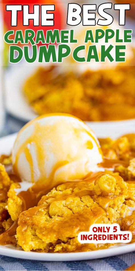 The best caramel apple dump cake! A delicious fall dessert! Apple Dump Cake Recipe, Easy Dump Cake Recipe, Apple Dump Cake, Caramel Apple Dump Cake, Dump Cakes, Apple Dump Cakes, Apple Pie Filling, Apple Dessert, Apple Dessert Recipes