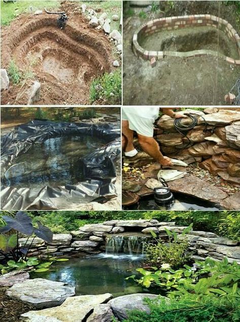 Pond Algae, Kolam Air, Taman Air, Building A Pond, Diy Pond, Pond Ideas, Garden Waterfall, Pond Waterfall, Pond Water Features