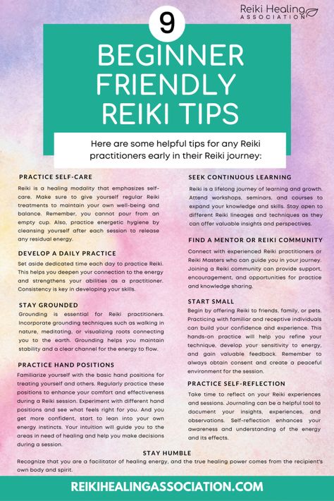 Reiki Tips: Helpful Advice for Your Reiki Journey –[Beginner Friendly] - Reiki Healing Association How To Call Reiki Energy, Starting A Reiki Business, Reiki Session Steps, Reiki With Crystals, How To Do Reiki On Yourself, Types Of Reiki, Reiki Business Ideas, Reiki Self Healing, Reiki Tips