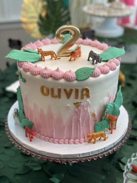 Olivia’s Two Wild Birthday Party | CatchMyParty.com Wild 2 Birthday Party Girl, Two At The Zoo Birthday Girl, Zoo 2nd Birthday Party, Born Two Be Wild Birthday Girl, Two Wild Birthday Party Girl, Two Wild Birthday Party, Safari Birthday Party Ideas, Two Wild Birthday, Wild Birthday Party