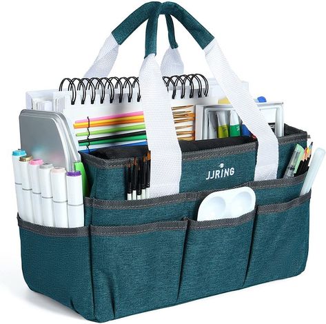 I love using these for morning baskets, art baskets, and individual school baskets on the go! Office Supplies Storage, Art Caddy, Craft Organizer, Office Supply Storage, Tote Bag Art, Organize Craft Supplies, Craft Tote, Storage Caddy, Tote Organization