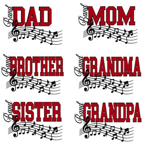 Band Bundle Music Mom Dad Grandma Grandpa Brother Sister | Etsy School Band Shirts, Collages Ideas, Vinyl Templates, Band Shirt Ideas, Marching Band Shirts, Band Mom Shirts, Sister Svg, Cricut Svgs, Prairie View