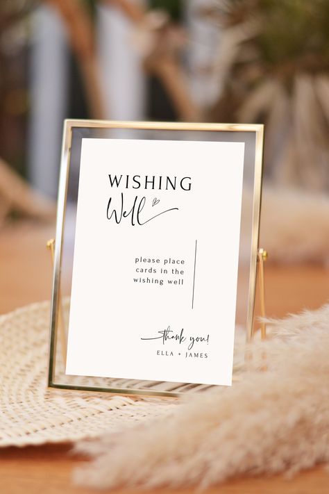 Wedding Wishing Well Ideas, Wishing Well Sign Wedding, Wishing Well Sign, Wedding Drink Bar, Wishing Well Wedding, Calligraphy Thank You, Drink Bar, Wedding Favours Sign, Printable Wedding Sign