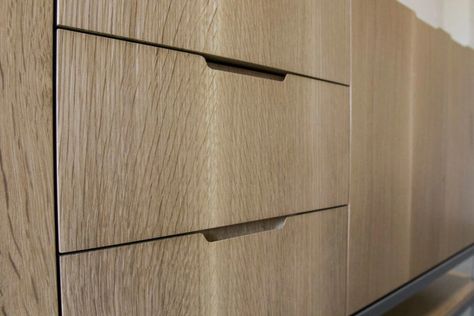 Why Rift White Oak is a Worthy Trend - gb&d Rift Cut White Oak Cabinets, Slab Cabinet Doors, White Oak Kitchen Cabinets, White Oak Cabinets, Oak Bathroom Cabinets, Slab Cabinets, Kitchen Cabinet Style, White Oak Kitchen, Oak Bathroom Vanity