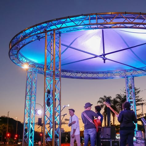 Circular Set Design, Round Stage Design, Box Truss Design, Outdoor Stage Design Concert, Circle Platform Stage, Technology Event Stage Design, Lighting Truss, Light Structure, Music Academy