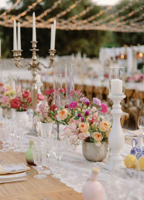 Colorful Italian Wedding | Italy Wedding Inspiration Italy Themed Wedding, Themed Wedding Reception, Villa Wedding, Bright Wedding, Puglia Italy, Wedding Tables, Theme Wedding, Italian Wedding, Reception Table