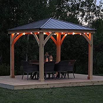 Easy Patio, Outdoor Gazebo, Wooden Gazebo, Building A Pergola, Backyard Gazebo, Aluminum Roof, Backyard Spaces, Wood Patio, Patio Gazebo