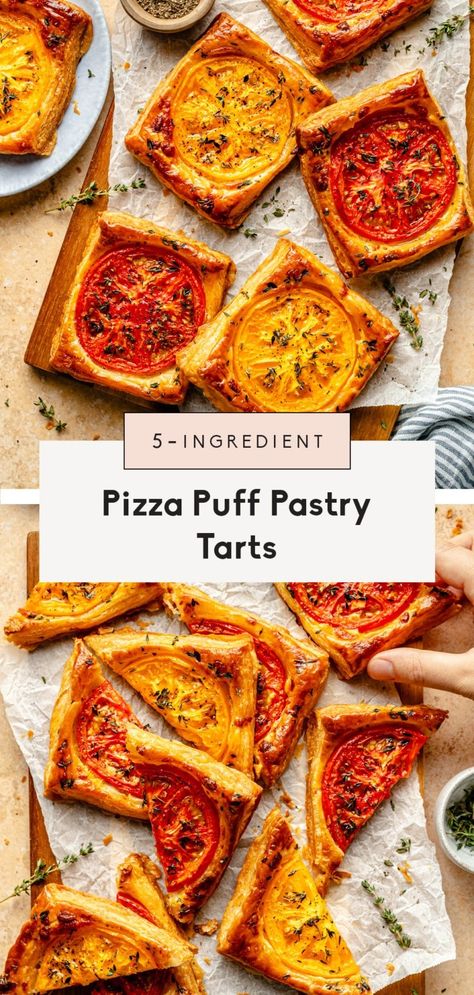 Incredible pizza puff pastry tarts made with gorgeous heirloom tomato and delicious spicy cheddar cheese. These easy pizza tarts seriously taste like your favorite slice of cheesy pizza but with a lovely, flaky crust and a kick of heat! A great way to use up fresh summer tomatoes and perfect for your next dinner party or potluck. Pizza Puff Pastry, Tarts Savory, Puff Pastry Tarts, Heirloom Tomato Tart, Puff Pastry Pizza, Incredible Pizza, Cleaner Eating, Cheesy Pizza, Puff Pastry Tart