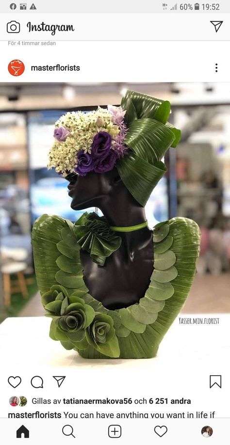 African Inspired Floral Arrangements, Mannequin Floral Arrangement, Floral Goddess, Mannequin Decor, Mannequin Christmas Tree, Unique Floral Arrangements, Unique Flower Arrangements, Floral Art Design, Creative Flower Arrangements