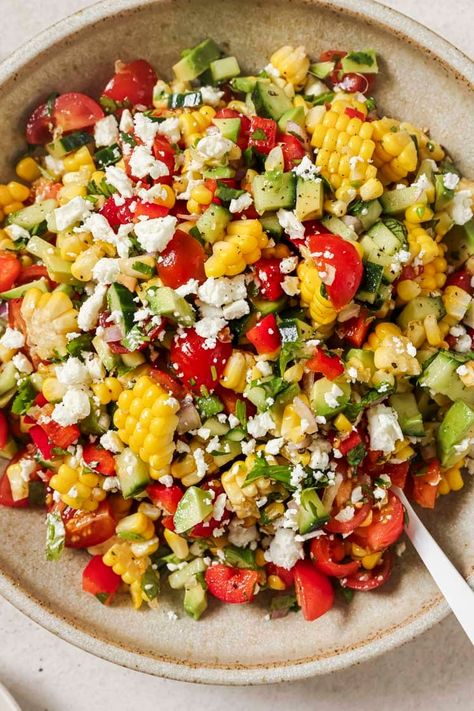 Summer Salad With Corn, Gathering Side Dishes, Salads With Corn, Salad Ideas For Lunch, Salad Ideas For Dinner, Dinner Salad Ideas, Corn And Bean Salad, Summer Food Ideas, Bean Salads