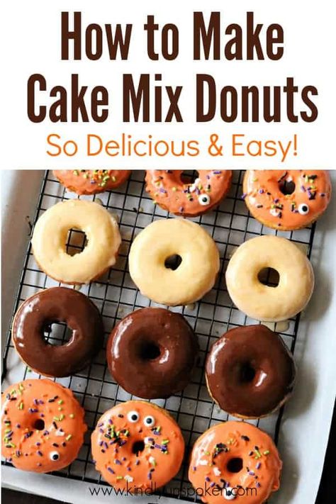 Cake Mix Doughnuts, Cake Mix Donuts Recipe, Donat Glaze, Cake Mix Donuts, Doughnut Recipe Easy, Cake Donuts Recipe, Easy Donut Recipe, Easy Donuts, Homemade Donuts Recipe