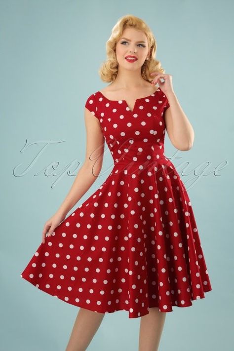 Vestido de rayas 50s Silhouette, Fifties Dress, Vestidos Vintage, 50s Dresses, 50s Fashion, Polka Dot Dress, Retro Dress, Dot Dress, Makeup Art