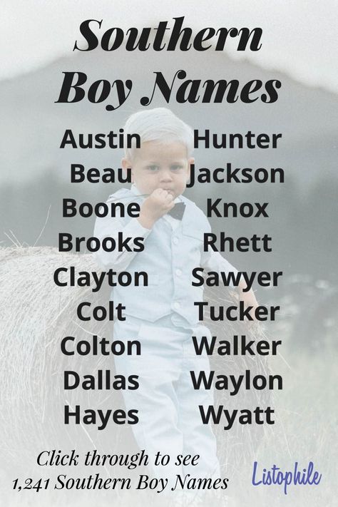 Old Southern Names, Male Baby Names, Southern Boy Names, Southern Names, Cowboy Names, Western Names, Southern Baby Names, Pregnancy Facts, Uncommon Baby Names