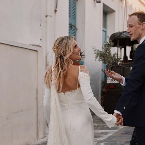 Lucy Williams on Instagram: "Highly recommend revisiting your wedding photos 6 months after the big day. Suddenly you won’t care about your windswept cows lick or the fact you can’t seem to hold a bouquet without being incredibly awkward and are 10 times kinder to yourself and just remember all the lovely bits. 💫 @benjaminwheeler #Andros #greekwedding" Lucy Williams Wedding, Lunden And Olivia Wedding, Fashion Me Now Lucy Williams, Lillian West Wedding Dress Long Sleeve, For Love And Lemons Willow Bridal Gown, Lucy Williams, Greek Wedding, Care About You, Wedding Vibes