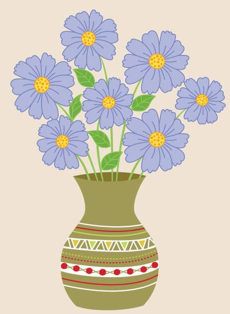 Flower With Vase Drawing, Easy Flower Vase Drawing, Vase Drawing Design, Pot Drawing Design, Vase Drawing Ideas, Flower In Pot Drawing, Flower Pot Design Drawing, Vase Drawing Simple, Vase With Flowers Drawing