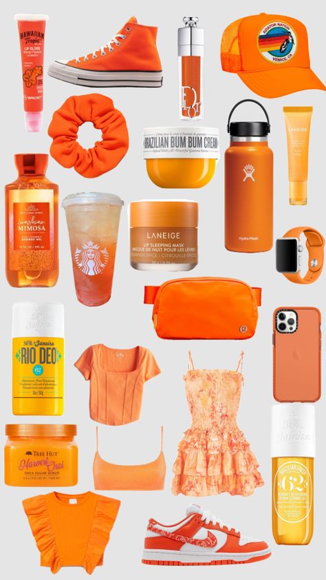 Orange products🍊🧡 Orange Skincare, Preppy Rainbow, Orange Products, Orange Stuff, Orange Accessories, Preppy Inspiration, Fruit Orange, Dream List, Preppy Christmas