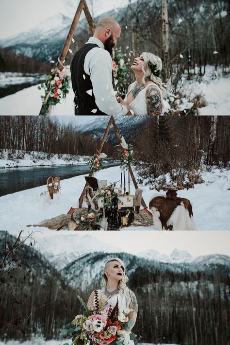 Sweet heart table for two in the wilds of Alaska Viking Elopement, Viking Themed Wedding, Alaska Elopement, Alaska Wedding, Viking Wedding, The Wilds, Dark Wedding, Mini Wedding, French Inspired