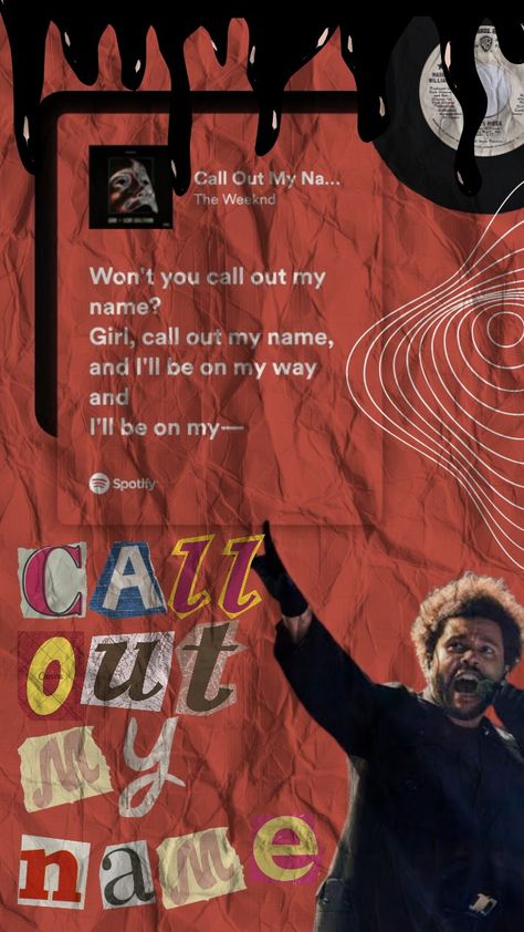 Music Spotify Edit, Call Out My Name, Music Poster Ideas, Lyrics Art, Lyrics Wallpaper, Name Wallpaper, Song Lyrics Wallpaper, Poster Ideas, The Weeknd