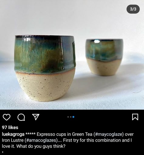 Green Tea Mayco Glaze, Amaco Marigold Glaze Combinations, Amaco Celadon Glaze Combinations, Green Glaze Pottery, Mayco Green Tea Glaze Combinations, Green Tea Glaze Combinations, Glaze Combos For Pottery, Celadon Glaze Combinations, Iron Lustre Glaze Combinations