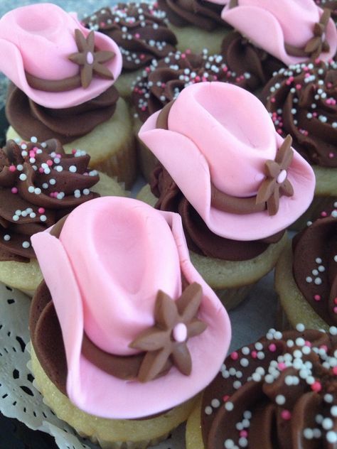 OVER THE TOP CUPCAKES | Mini cupcakes with hand made cowgirl… | Flickr Cowgirl Cupcakes, Cowgirl Birthday Cakes, Cowboy Cupcakes, Cowgirl Cake, Chocolate Fudge Cupcakes, Cowgirl Cakes, Sheriff Callie, Western Birthday Party, Cowgirl Baby