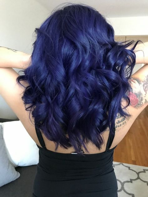 indigo #Bluehair #purplehair Indigo Blue Hair Color, Indigo Dyed Hair, Navy Purple Hair, Tanzanite Hair Color, Blue Purple Black Hair, Indigo Purple Hair, Indigo Balayage, Dark Blue Purple Hair, Dark Indigo Hair