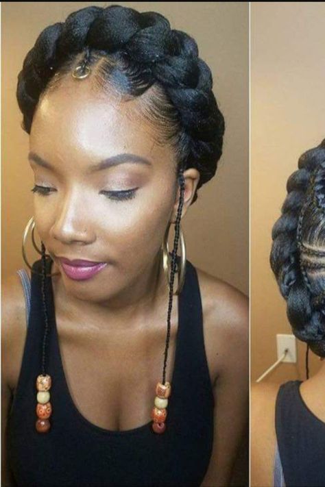 Halo Braids For Black Women Natural Hair, Halo Braid Black Women, Goddess Braid Updo, Fancy Braids Hairstyles, Braided Halo Hairstyles For Black Women, Halo Braid With Braids, Halo Hairstyles For Black Women, Braids For Black Hair Cornrows, Crown Braids For Black Women