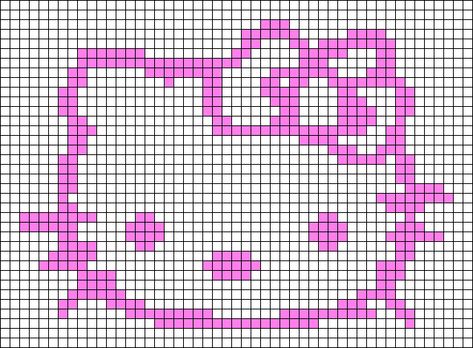 Hello Kitty perler bead pattern Crochet Fillet, Bobble Crochet, Hello Kitty Cute, Hello Kitty Blanket, Hello Kitty Crochet, Graph Crochet, Pixel Crochet, Pixel Art Grid, Tapestry Crochet Patterns