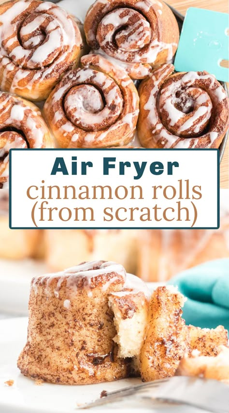 Pillsbury Cinnamon Roll Recipes, Air Fryer Cinnamon Rolls, Canned Cinnamon Rolls, Cinnamon Rolls From Scratch, Air Fryer Recipes Dessert, Small Air Fryer, Pillsbury Cinnamon Rolls, Cinnabon Cinnamon Rolls, Air Fryer Oven Recipes