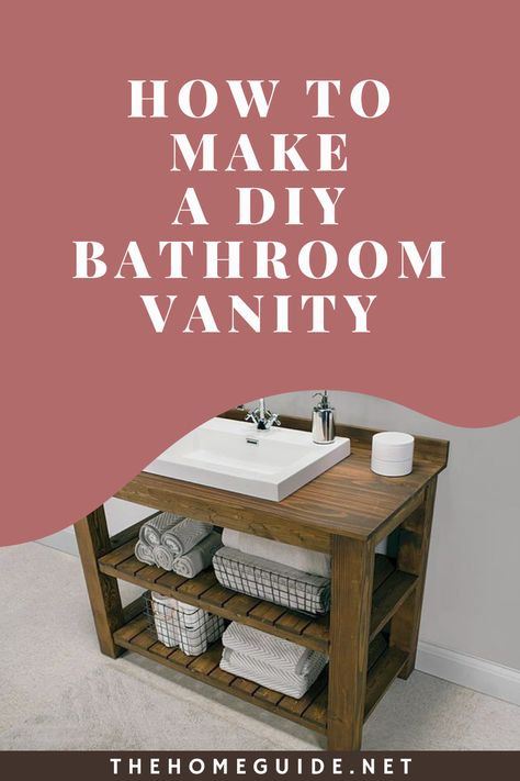 Vanities are very useful in any household bathroom. These furniture pieces hide away the necessities of everyday living. Check out this pin to learn how to make a DIY vanity for your bathroom so…  More Diy Restroom Vanity, 2x4 Bathroom Vanity Diy, Homemade Bathroom Vanity Rustic, Homemade Bathroom Vanity Tiny, Raise Bathroom Vanity Height Diy, Diy Bathroom Vanity, Makeup Table Vanity, Diy Vanity, Vanity Table