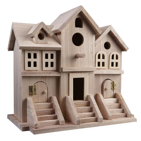 Artminds™ Brownstone Birdhouse Wood Birdhouses, Wooden Bird Houses, Bird House Kits, Wood Supply, Bird Houses Painted, Playful Decor, Decorative Bird Houses, Bird Houses Diy, Row House