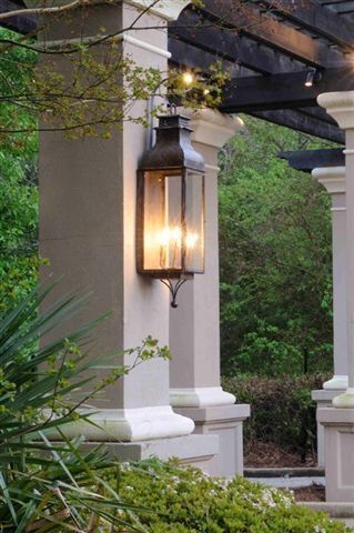 SABON HOME Landscape Outdoor, Tower Light, Copper Lantern, House Lighting, Deco Luminaire, Gas Lanterns, Front Patio, Gas Lights, Lantern Wall