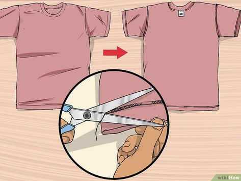 4 Ways to Hem Shirts - wikiHow Hemming Shirts Diy, Hemming A T Shirt, Shortening A Shirt, Tshirt Hem Diy, How To Hem A Tee Shirt, Hem Tshirt, Hem A T Shirt, How To Hem Tshirts, How To Hem Shirts