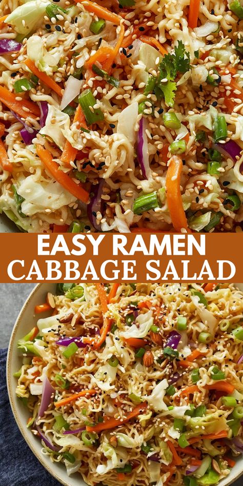 Ramen noodle salad with cabbage is the ultimate combination of flavor, texture, and convenience. With crunchy veggies, toasted noodles, and a tangy dressing, it’s perfect for any occasion. Easy Roasted Cabbage Salad, Ramen With Cabbage, Recipes With Shredded Cabbage, Asian Coleslaw With Ramen Noodles, Roasted Cabbage Salad, Ramen Salad Recipes, Cabbage Salad With Ramen Noodles, Cabbage Noodle Salad, Cabbage Ramen