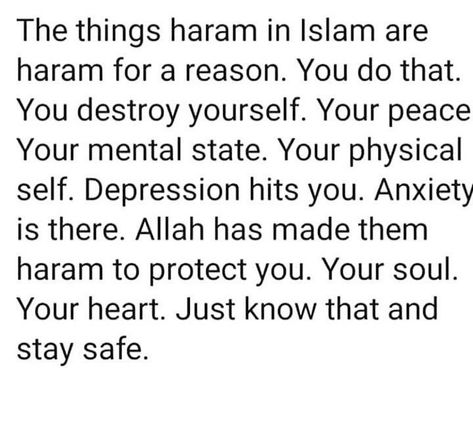 The things haram in Islam are haram for a reason... Haram In Islam, Marriage Muslim, Islamic Life, Short Islamic Quotes, Muhammad Quotes, I Love Allah, Best Islamic Quotes, Ramadan Quotes, Beauty Of Islam