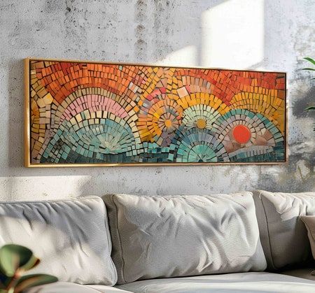 FrameOrWall - Etsy Boho Jungle Bedroom, Coastal Painting Ideas, Above Bed Decor Boho, Womens Bathroom, Unique Backdrops, Ceramic Wall Lights, Horizontal Wall Art, Mid Century Modern Wall Art, Above Bed Decor