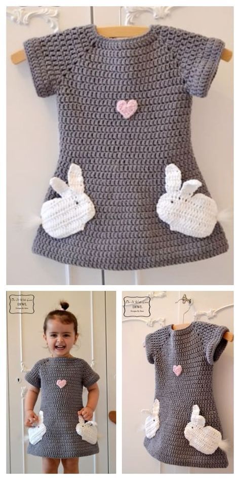 Beehive Crochet, Pull Bebe, Trendy Sewing, Kids Crochet, Crochet Baby Girl, Clothing Patterns Free, Spring Bunny, Crochet Baby Clothes