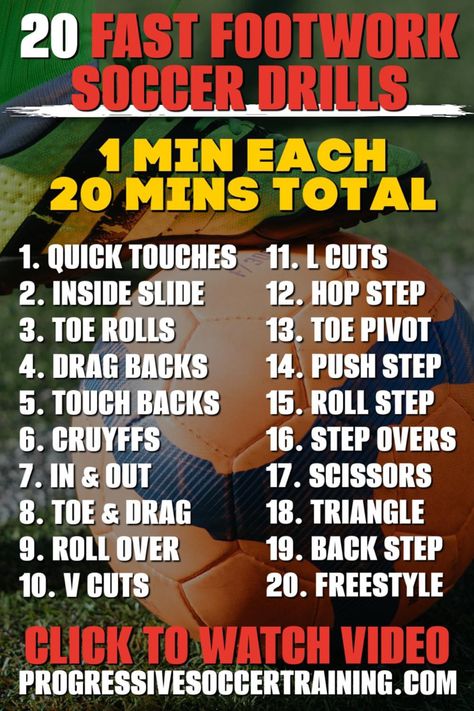 Try these 20 fast footwork soccer drills! https://bit.ly/3WaDRiA Practicing these drills will help you become a better dribbler, beat more defenders, and make game-winning plays when it matters most - https://bit.ly/3WaDRiA Defender Drills Soccer, Soccer Training Drills For Kids, U13 Soccer Drills, Soccer Drills For Defenders, Soccer Skills For Kids, Soccer Drills For Beginners, Kid Workouts, Soccer Footwork, Soccer Player Workout