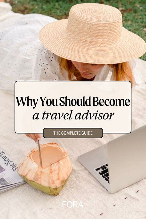 If you want a job that lets you flex your passion for travel, join a super-engaged global community, and make money while doing it - then you need to consider becoming a travel advisor! Our Fora travel advisors break down 8 reasons why you should consider becoming a travel advisor with us. Head to foratravel.com to learn more about becoming a travel advisor today! Become A Travel Agent From Home, Starting A Travel Agency, Travel Agent Aesthetic, Benefits Of Using A Travel Agent, Become Travel Agent, Independent Travel Agent, Travel Agent Career, Become A Travel Agent, Travel Advisor