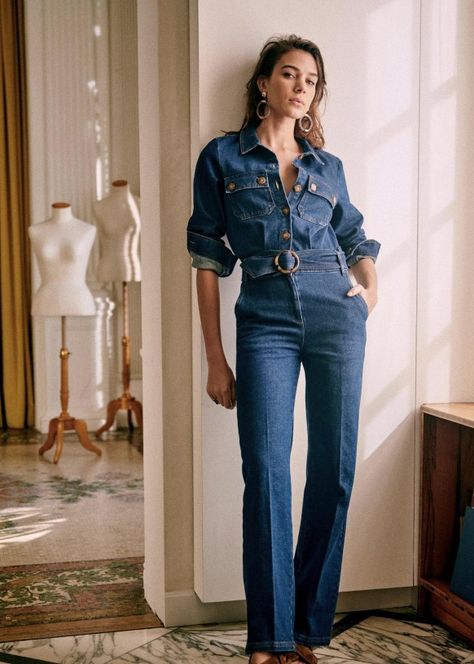 Blue Denim Jumpsuit, Sezane Jumpsuit, Jeans Jumpsuit Outfit, Denim Jumpsuit Outfit, Jumpsuit Jeans, Jean Jumpsuit, Five Jeans, Jumpsuit Denim, Denim Jumpsuits