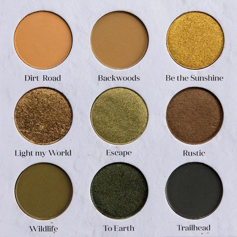 Autumn Makeup Palette, Earth Tone Eyeshadow, Green Glitter Eyeshadow, True Autumn, Makeup Pallets, Mountain Trail, Mountain Trails, Fall Color Palette, Makeup Artistry