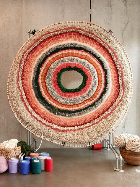 Tammy Kanat — Hunter & Folk Tammy Kanat, Melbourne Winter, Round Weaving, Circular Weaving, Boho Artwork, Art Weaving, Weaving Loom Diy, In Her Studio, Dream Weaver