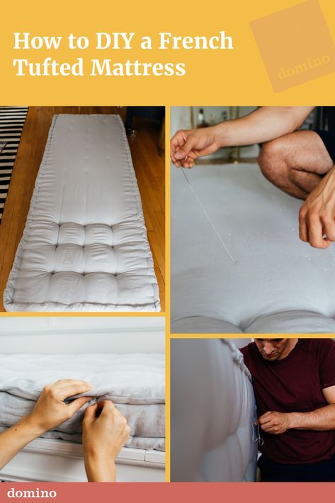 Diy Mattress Pad, French Tufted Mattress, Diy French Mattress, Floor Cushions Diy, Room Panelling, Tufted Mattress, French Mattress Cushion, Diy Mattress, French Mattress